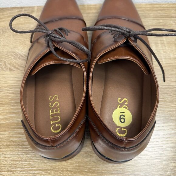 NEW Guess Shelly Cap Toe Oxford MEN\'S 9 Brown Faux Leather Formal Dress Shoes main image 7